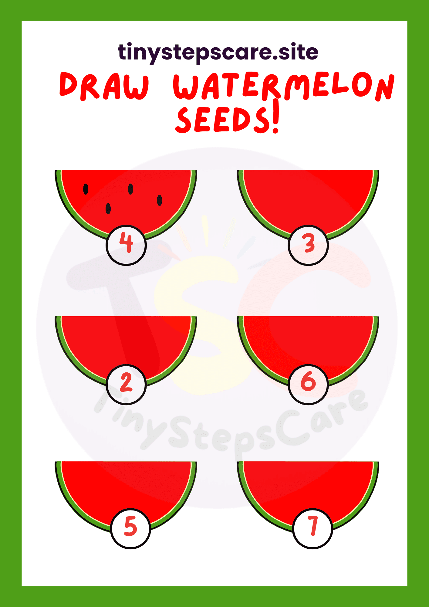 Preschool draw watermelon seeds activity worksheet for early learning