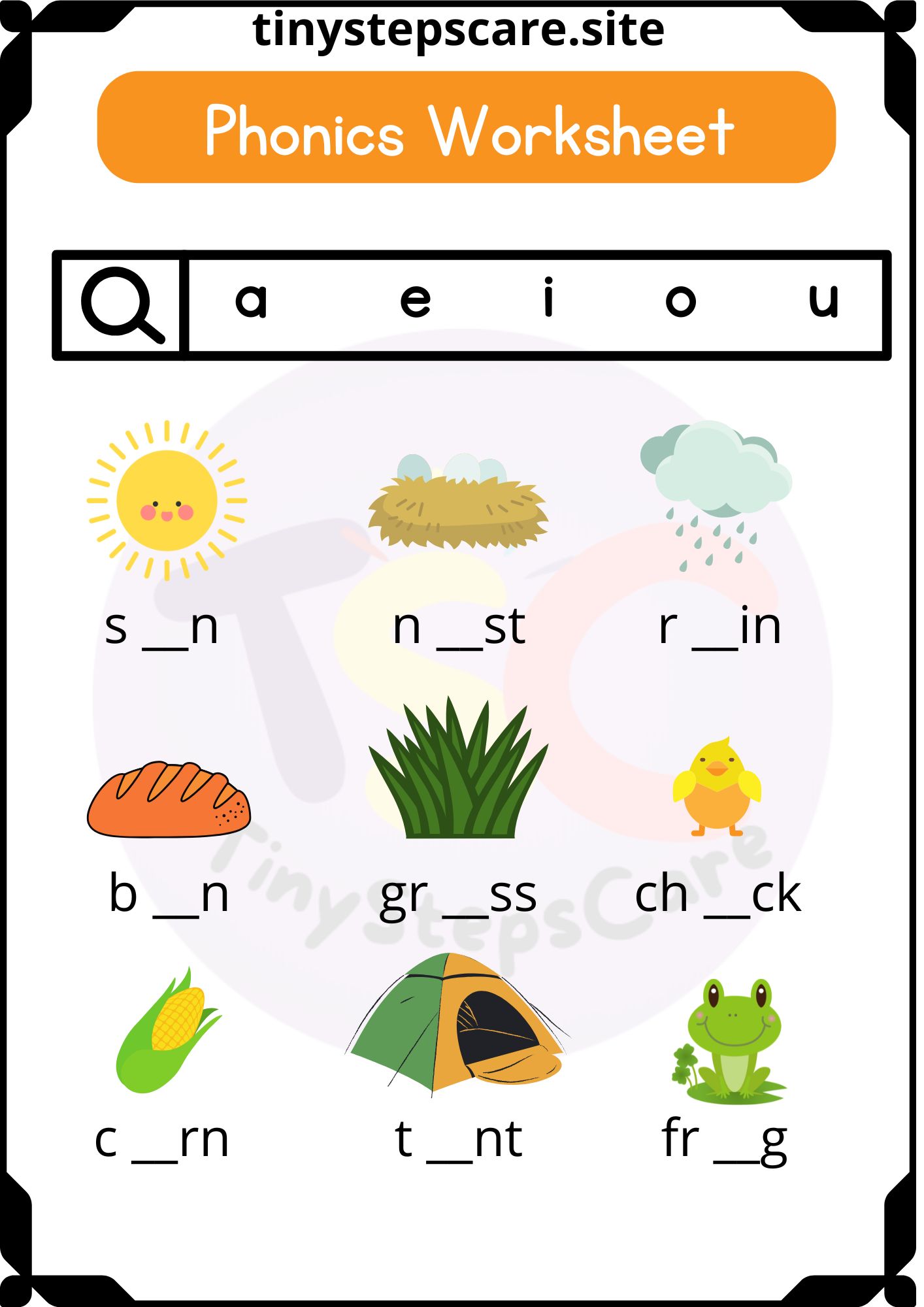 phonics worksheet- kindergarten worksheet