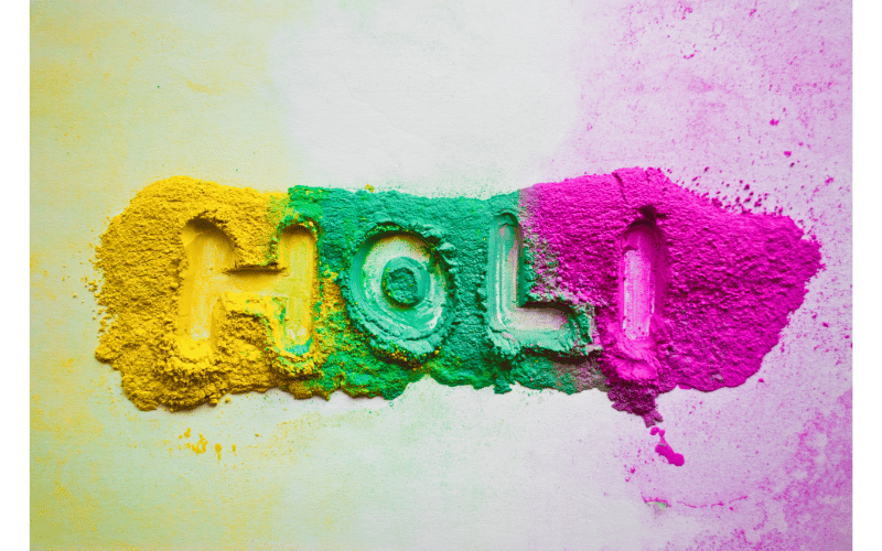 Children playing Holi with natural and skin-safe colors