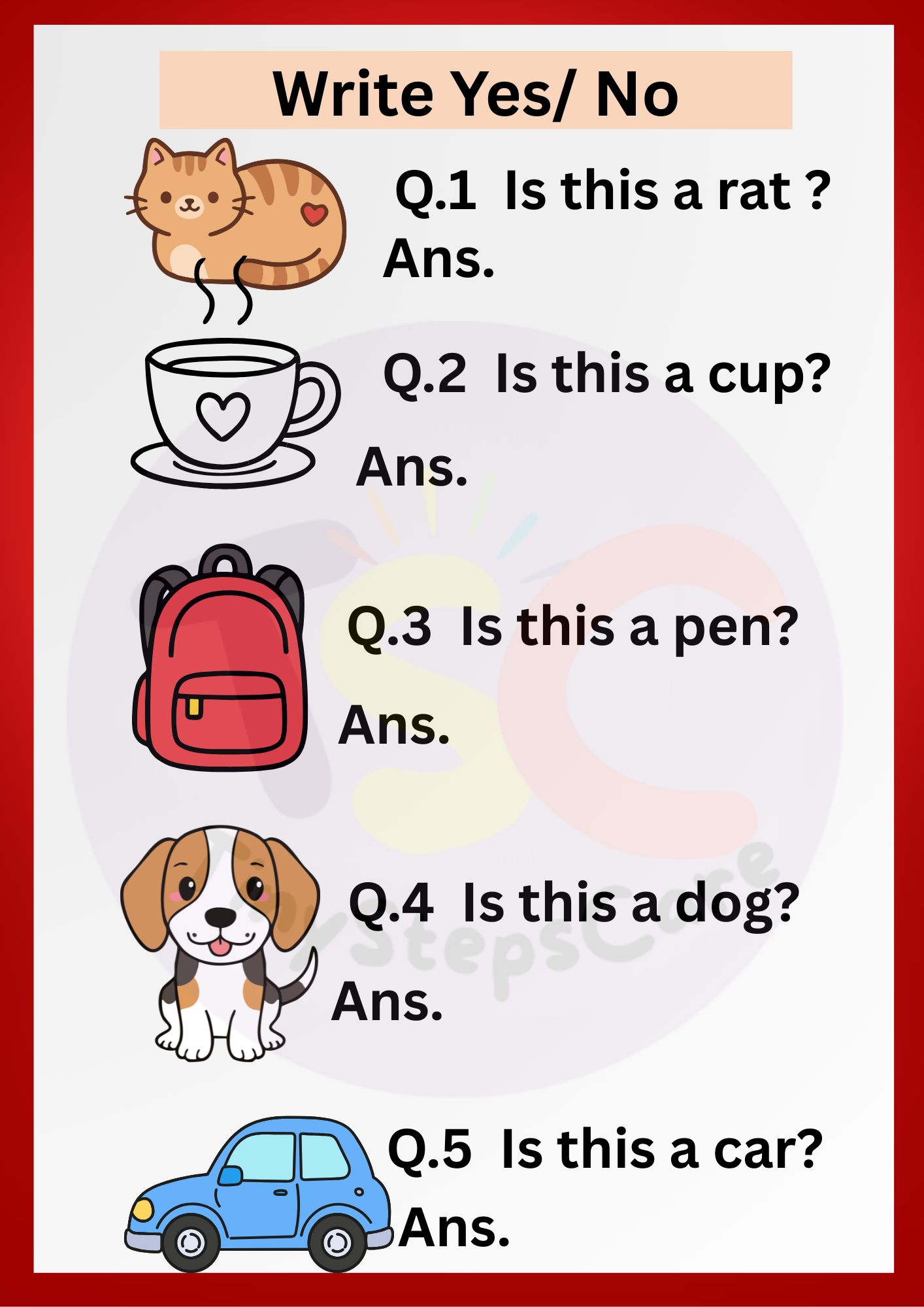 Write Yes/No english Worksheet